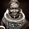 Toile imprimée Homme Tribu Africaine 75 x 75 cm