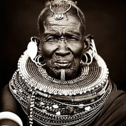 Toile imprimée Homme Tribu Africaine 75 x 75 cm