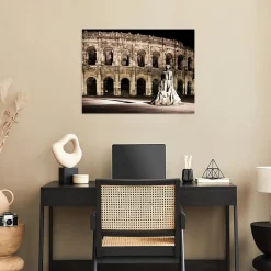 Toile imprimée les arènes de Nîmes de nuit Dada Art montée sur châssis bois en pin 60x80 cm