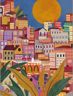 Toile imprimée ville coloré canvas Dada Art l.60 x H.80 cm multicolore