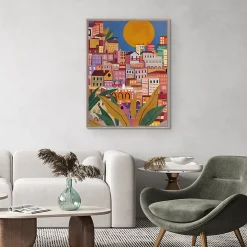 Toile imprimée ville coloré canvas Dada Art l.60 x H.80 cm multicolore