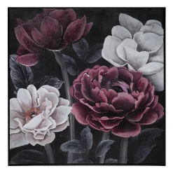 Toile peinte Fleur encadrée 58x58 cm - Atmosphera