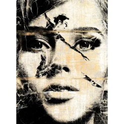 Toile visage rêve noir et jaune L.100 x l.70 cm