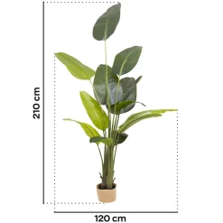 Traveller Banana 210 - Plante artificielle décorative de bananier tropical H210 cm pour l'intérieur et l'extérieur avec pot Beige