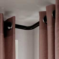 Tringle à rideau coudée Araxos métal noir Ø28mm GoodHome