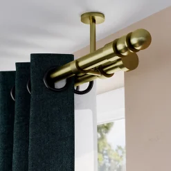 Tringle à rideau Elasa métal effet laiton doré satin Ø28 x L.200cm GoodHome