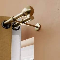 Tringle à rideau Elasa métal effet laiton doré satin Ø28 x L.150cm GoodHome