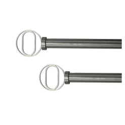 Tringle à Rideau, Gris, Extensible 120 à 210 cm, Kit complet, avec Support Mural