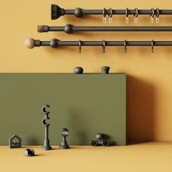 Tringle à rideau Lamia bois noir Ø28 x L.250cm GoodHome