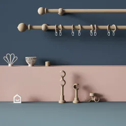 Tringle à rideau Symi bois effet chêne beige Ø28 x L.200 GoodHome