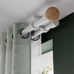 Tringle à rideau Volos métal blanc et bois Ø28 x L.250cm GoodHome
