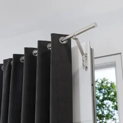 Tringle à rideaux Athens GoodHome effet nickel gris satin L.100/100cm