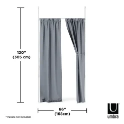 Tringle à rideaux extensible et séparateur de pièce en métal blamc
