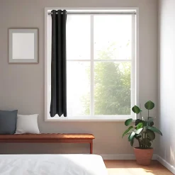 Tringle à rideaux extensible Athens GoodHome effet nickel gris satin L.90/120cm