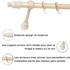 Tringle En Bois diam 28 Mm Pin Simple 120 Cm
