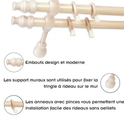 Tringle En Bois diam 28 Mm Pin Double 200 Cm