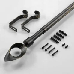 Tringle extensible en kit patiné or (120-210 cm - Noir)