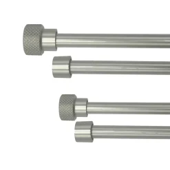 Tringle, Kit tringles et supports, Double, Boule texturé nickel givré, Extensible 1m20 à 2m10