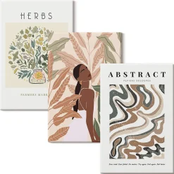 Trio de Tableaux Décoratifs Wallfluent 40x60 cm Affiches Minimalistes Pastel Bohèmes Bords Imprimés Finition Parfaite Prêt à Poser