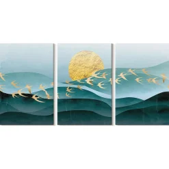 Trio de Tableaux Décoratifs Wallfluent 40x60 cm Paysages Abstraits De Coucher De Soleil Bords Imprimés