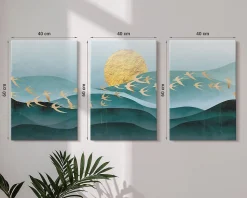 Trio de Tableaux Décoratifs Wallfluent 40x60 cm Paysages Abstraits De Coucher De Soleil Bords Imprimés