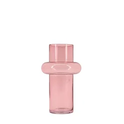 Vase anneau en verre rose clair 20cm