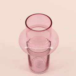 Vase anneau en verre rose clair 20cm