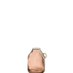Vase avec anse en verre rose 20x20x25 cm