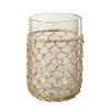 Vase avec filet rotin en verre transparent 14x14x21 cm