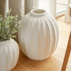 Vase boule Amia céramique blanc H44,5cm - Atmosphera