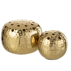 Vase boule avec trous en métal doré 23x23x9 cm