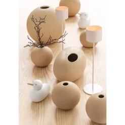 Vase boule en céramique beige D18cm