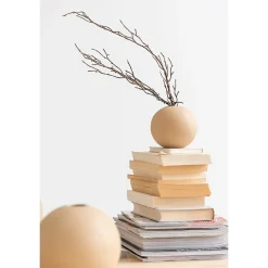 Vase boule en céramique beige D18cm