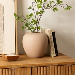 Vase boule Rily céramique taupe H22cm - Atmosphera