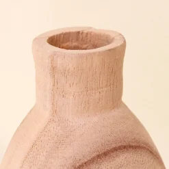 Vase bouteille en bois 20cm, Zen