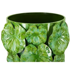 Vase coquillage en métal vert 18x17.5x46