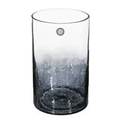 Vase cylindre - verre craquelé - H20 cm - Gris- Atmosphera