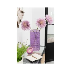 Vase cylindrique mosaiques en verre mauve 15x15x29 cm