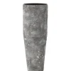 Vase cylindrique rugueux en métal gris 25x25x71cm