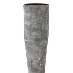 Vase cylindrique rugueux en métal gris 25x25x71cm