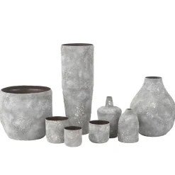Vase cylindrique rugueux en métal gris 25x25x71cm