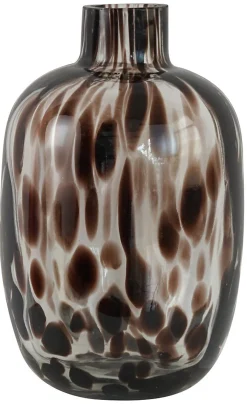 Vase décoratif en verre coloris gris tacheté blanc ⌀.11,5 x H.18,5 cm