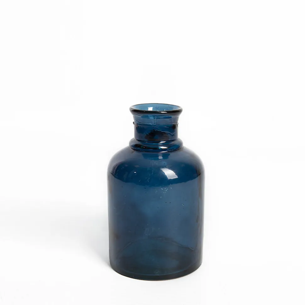 Vase décoratif en verre recyclé Lisse bleu 2,25L l.12 x H.20 x Ø12 cm