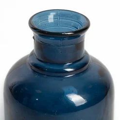 Vase décoratif en verre recyclé Lisse bleu 2,25L l.12 x H.20 x Ø12 cm