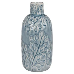Vase Décoratif Poppy, Bleu, Grès, 12x12x26 cm, Seven Design