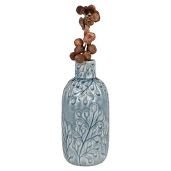 Vase Décoratif Poppy, Bleu, Grès, 12x12x26 cm, Seven Design