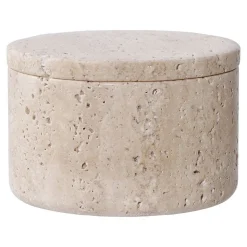 Vase Décoratif Storage, Marron, Travertin, 10x10x6,5 cm, Seven Design