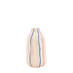 Vase en céramique blanches lignes colorées 17cm