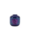Vase en métal laqué à rayures bleus / violettes h11cm