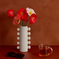 Vase en porcelaine à perles latérales 31cm